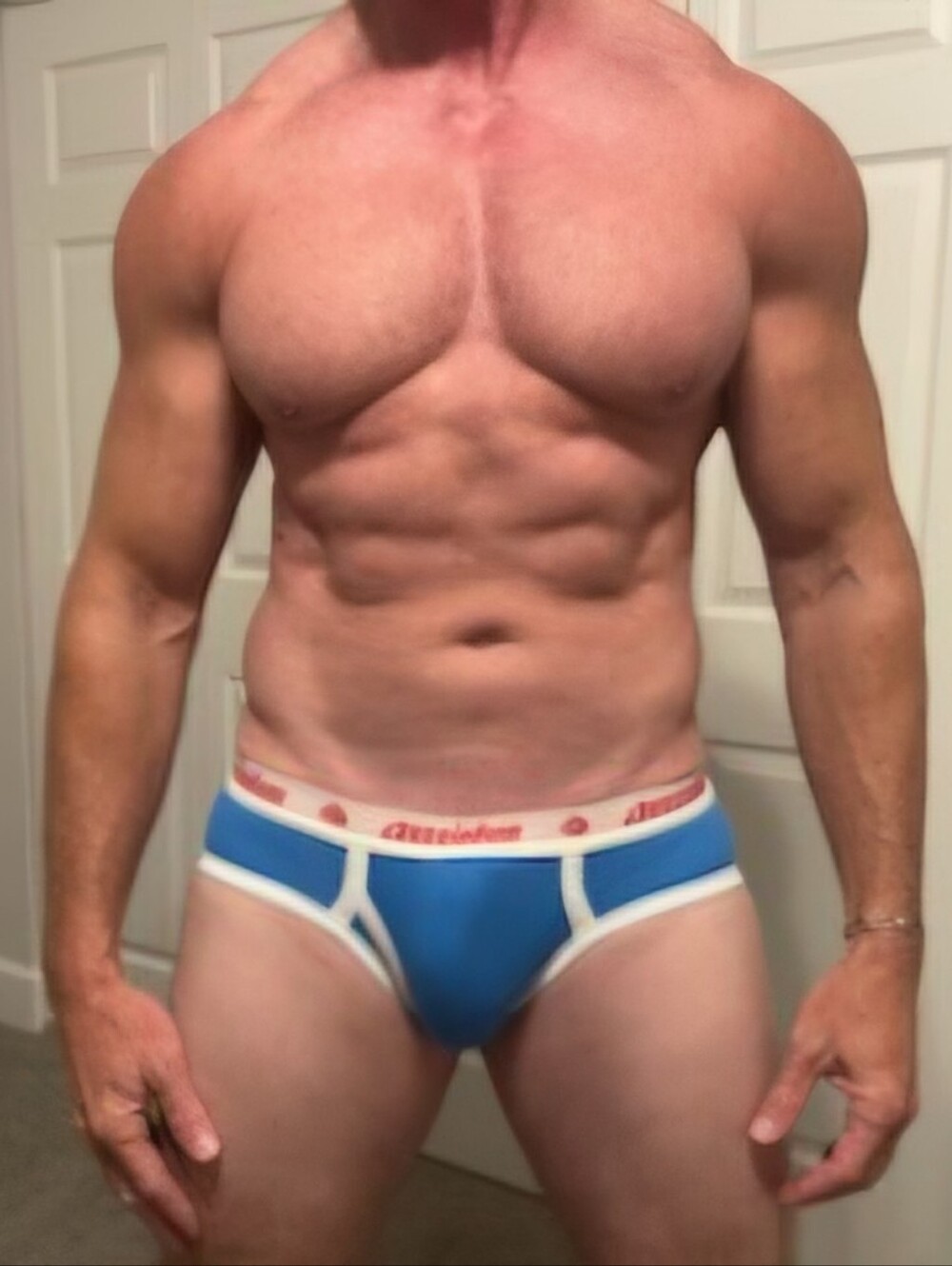 Men's Blue Briefs with White Contrast and Logo Waistband